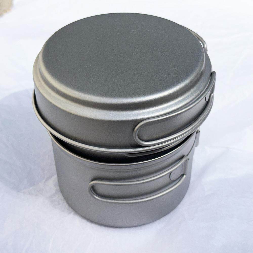 工厂直供钛盘钛锅纯钛户外炊具组合套锅钛套锅钛折叠手柄方便携带