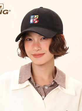 IIING 黑色棒球帽女大头大脸显脸小鸭舌帽女2025新款休闲百搭帽子