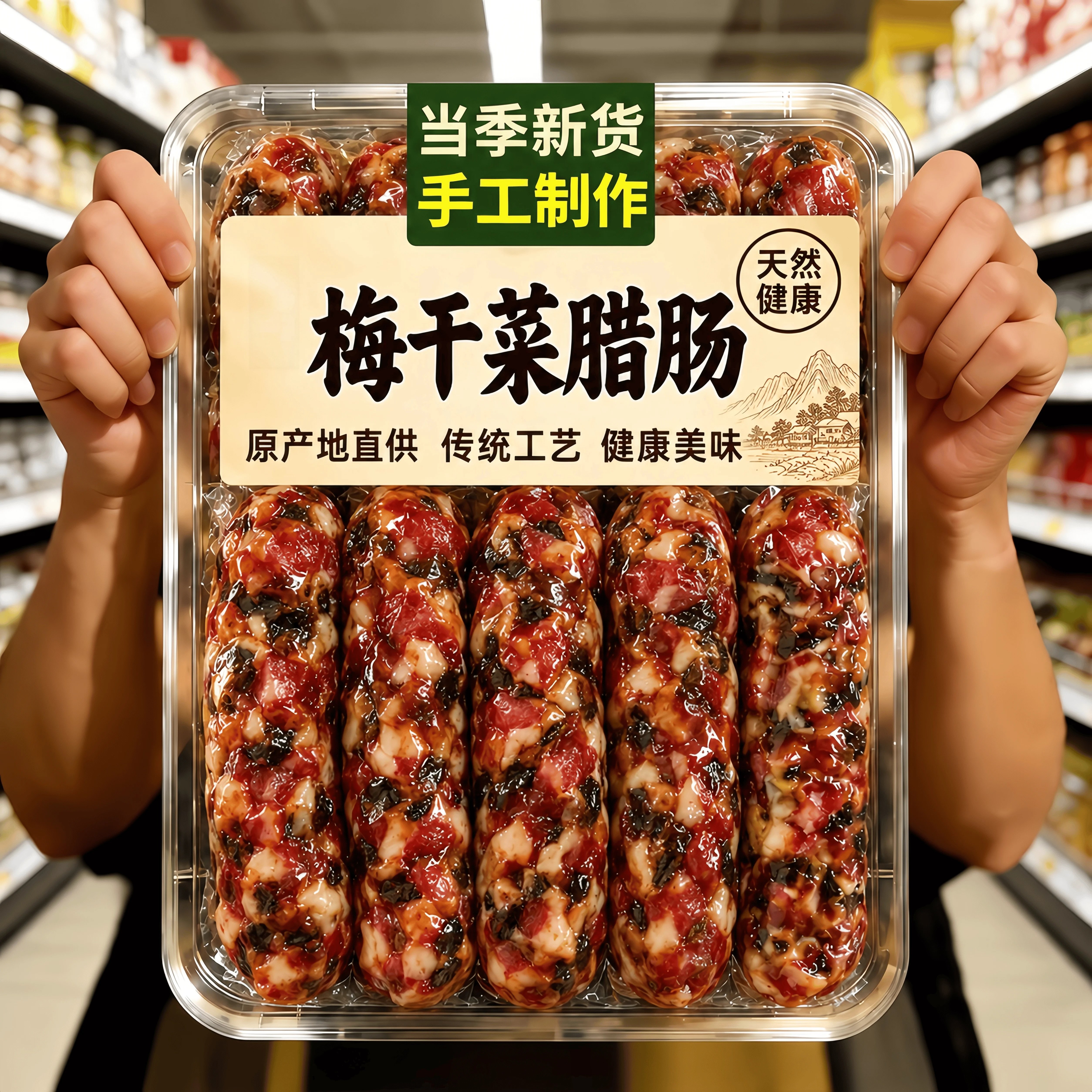 梅干菜香肠金华老字号官方旗舰店农家纯手工自制咸肉肠腊肠煲仔饭
