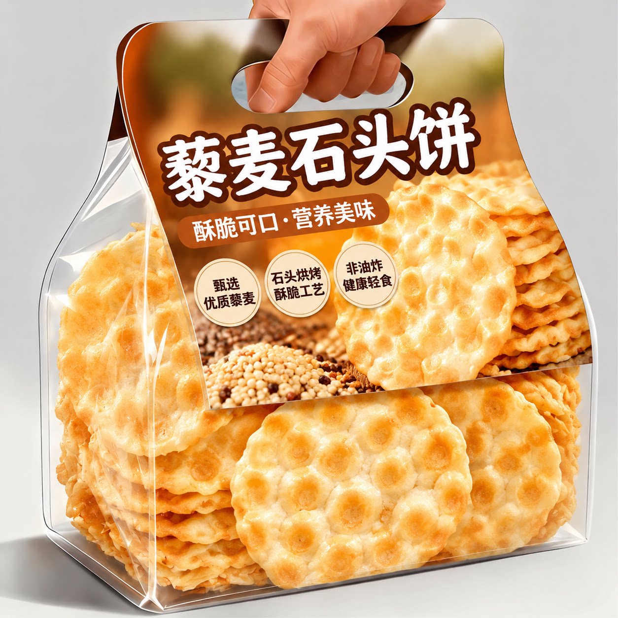 陕西石头饼即食酥脆三色藜麦饼干整箱解馋休闲健康小吃官方旗舰店