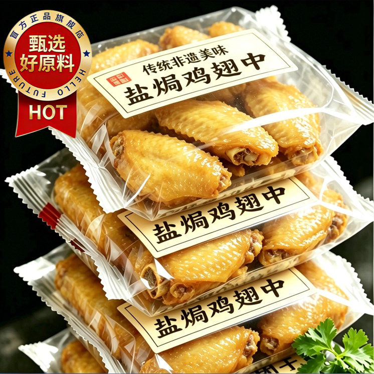 盐焗鸡翅中卤味熟食小鸡腿办公室休闲零食解馋夜宵充饥开袋即食