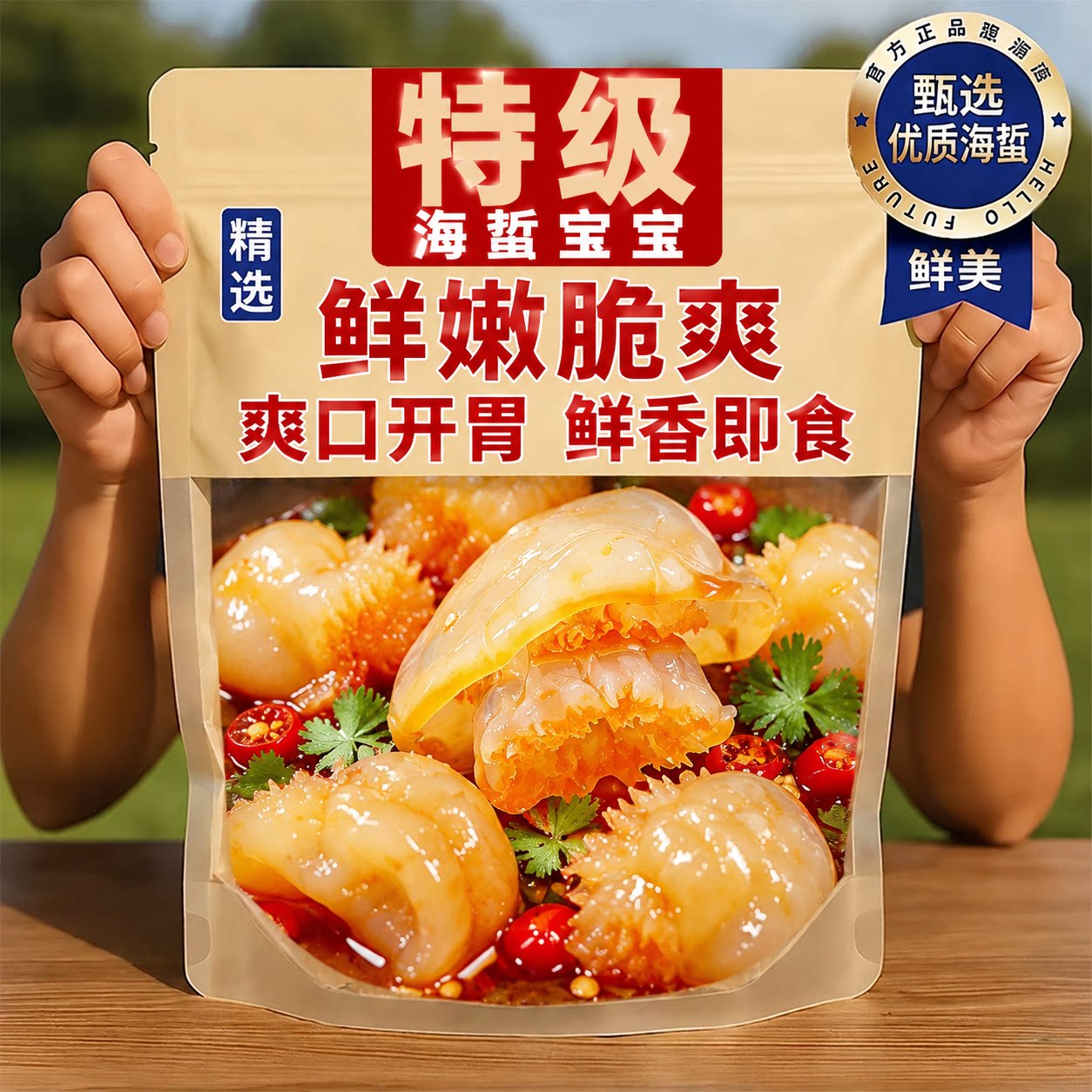海蜇宝宝开袋即食小海蜇头海蜇花凉拌生腌水母宝宝海蜇仔火锅食材