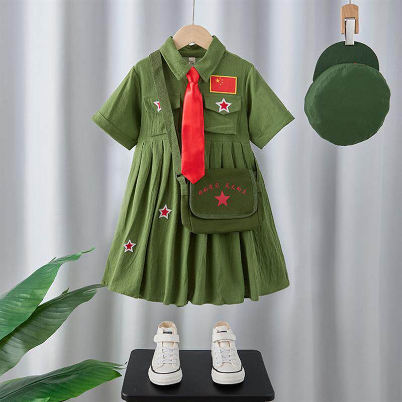小学生六一儿童演出朗诵合唱军装儿童红军演出服表演服夏季女套装