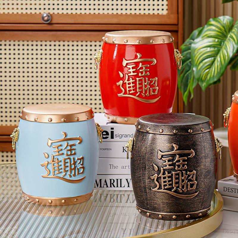 陶瓷存钱罐新款聚宝鼓创意摆件超大容量储钱罐礼品节庆家居装饰品
