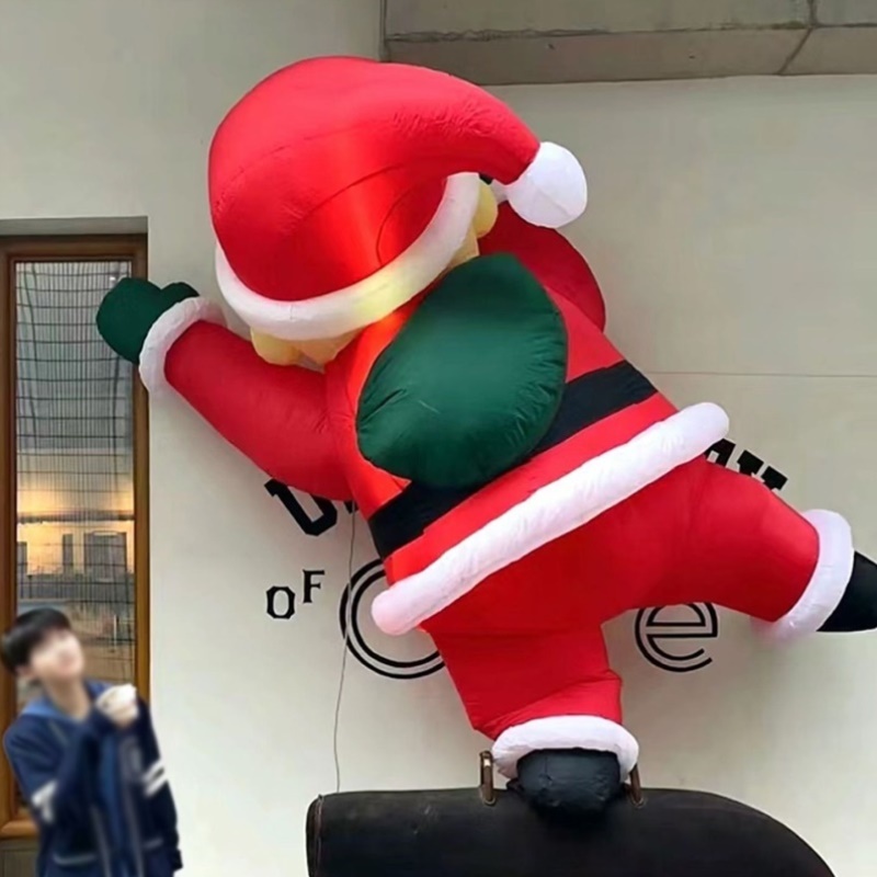 圣诞节日卡通装饰充气气球商场开业活动布置美陈圣诞老人爬墙气模
