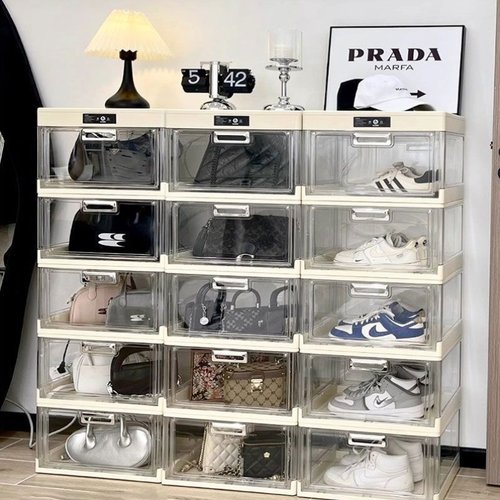 塑料透明亚克力多层可折叠鞋盒家用防尘磁吸除臭收纳盒鞋柜球鞋