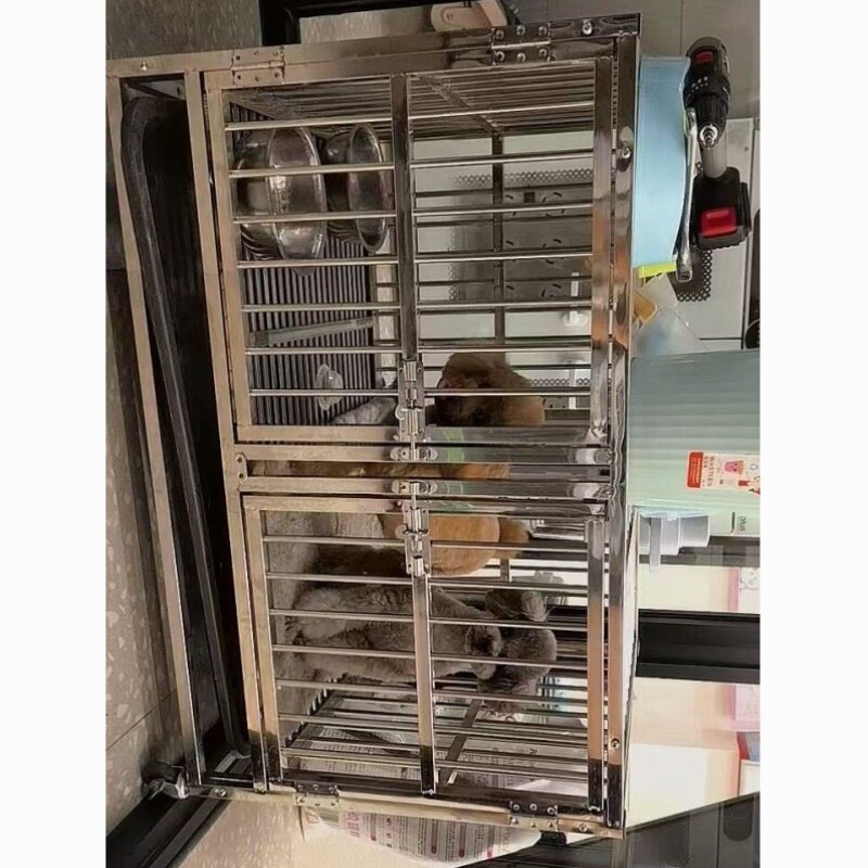 不锈钢狗笼双门可定制狗笼子母笼双层三层隔断中大型犬小型犬大号