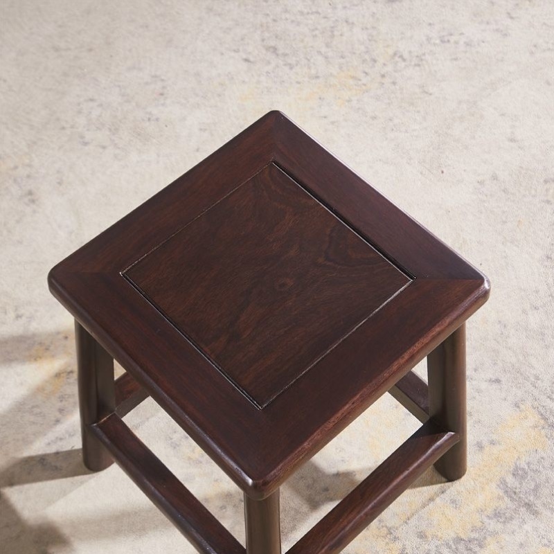 中式红木正方形换鞋凳家用客厅儿童家具四方老式