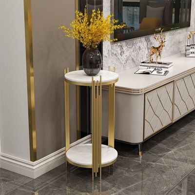 大理石花架简约落地花架子客厅轻奢多层花盆架花几电视柜旁边摆件