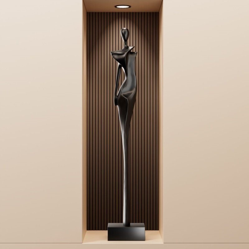 轻奢玄关柜摆件竖高客厅电视柜装饰品意式极简人物雕塑高级艺术感