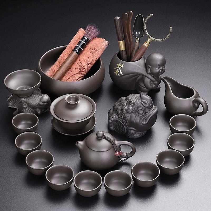宜兴整套功夫茶具套装中