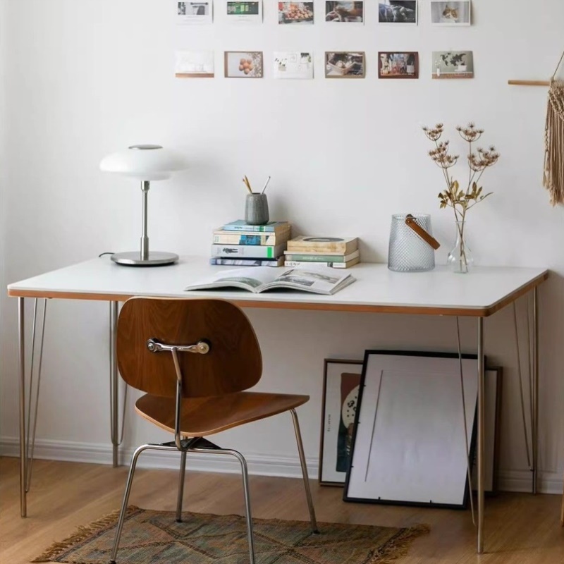 中古风岩板桌面家用小户型包饭桌桌腿铁艺ins桌子极简餐桌