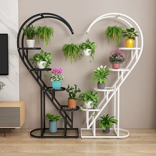新款心形花架置物架阳台花架子落地式客厅室内多层多肉绿萝花盆架