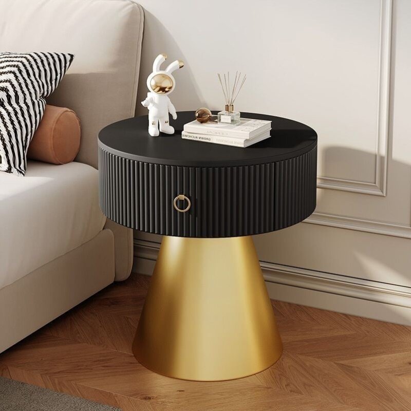 奶油客厅简约现代岩板侧边茶几家用卧室床头柜抽屉创意边沙发新款