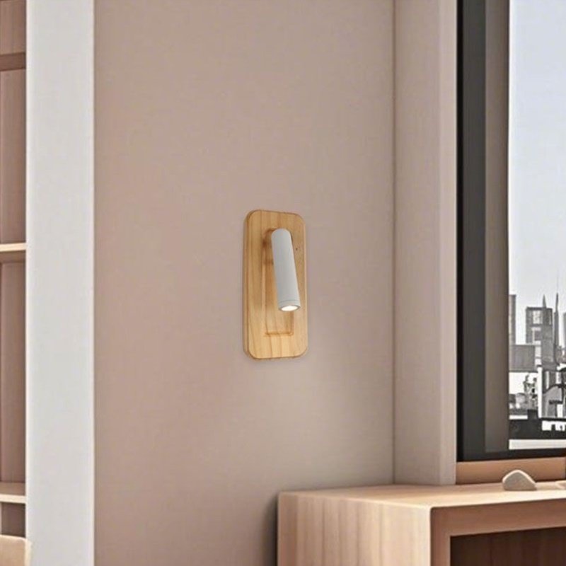 中式网红原木壁灯时尚极简北欧实木灯胡桃木色3-5m2阅读壁灯