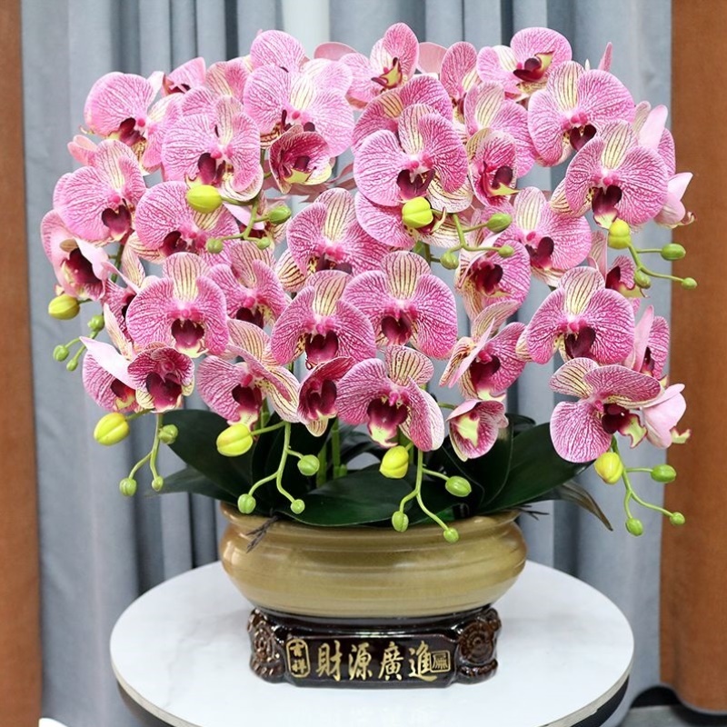 仿真花高档手感PU蝴蝶兰室内客厅落地摆设花电视柜玄关办公室假花