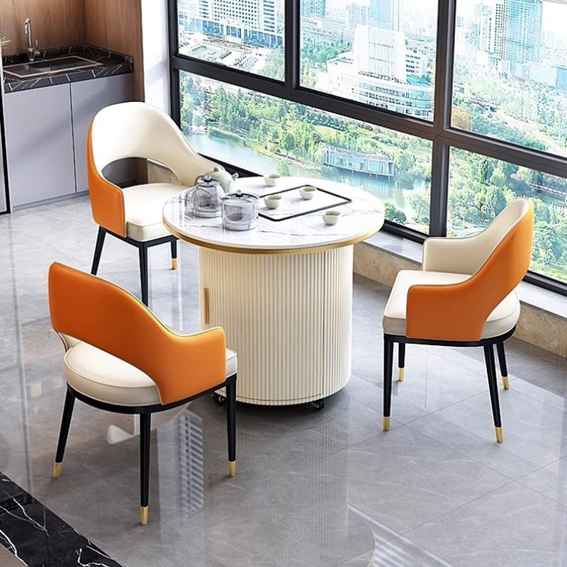 阳台茶桌家用小茶台现代简约岩板泡茶桌椅组合客厅可移动茶桌