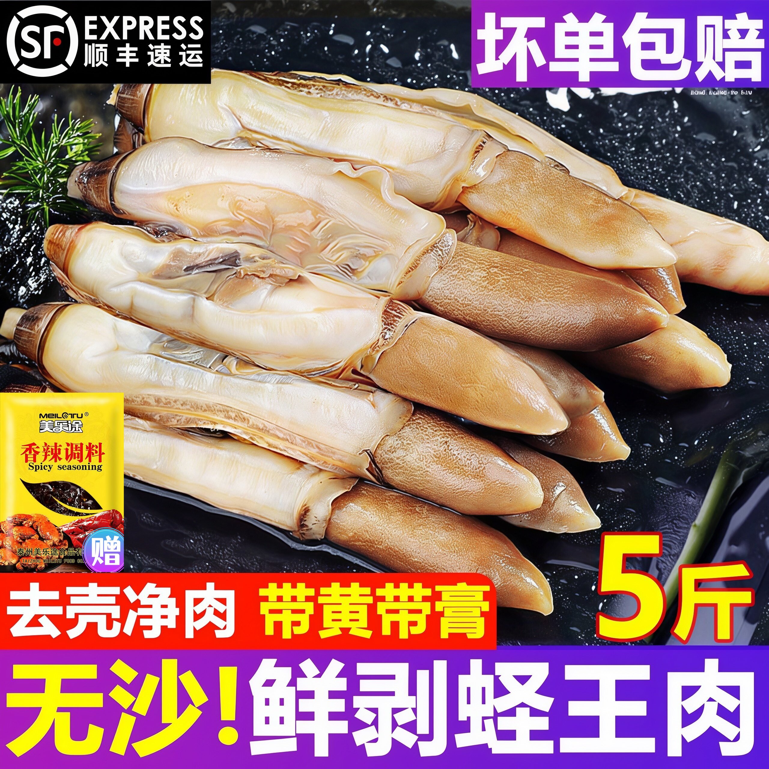 山东青岛野生鲜剥蛏子顺丰