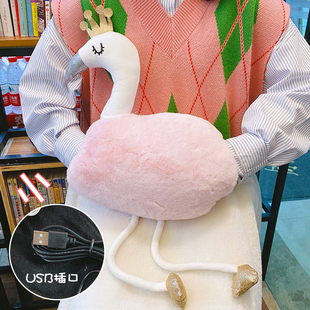 USB暖手抱枕带插手毛绒可爱女学生手捂冬季 两用宿舍办公室暖手捂