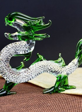 左青龙右白虎水晶龙生日礼物家居装饰办公桌客厅属相风水生肖摆件