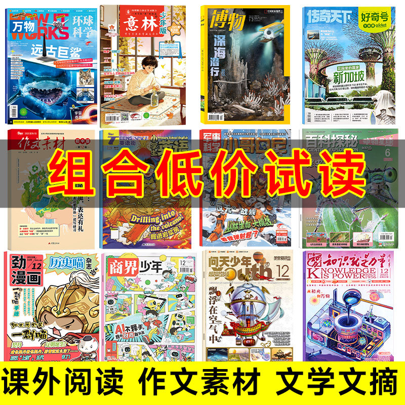 【25/26年清仓处理】小学初中青少年课外阅读书籍作文素材文学文摘【英语街高中版/幼儿画报/博物/意林/阳光少年报】