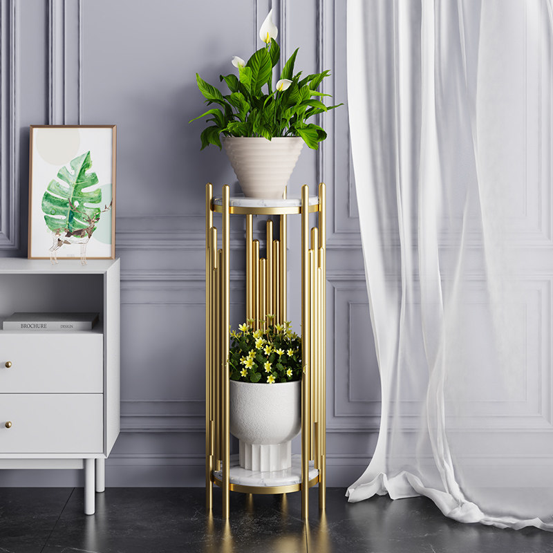 轻奢铁艺花架子客厅落地式室内高端现代简约绿萝摆放架阳台植物架