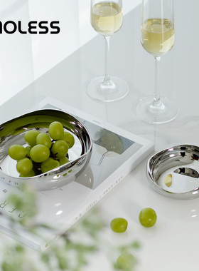 MOLESS 304不锈钢水果盘家用客厅零食盘高端果盘烟灰缸装饰品摆件