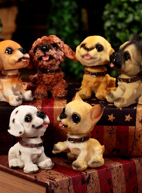 车载摇头狗 家居车内饰品摆件可爱摇头小狗狗 树脂仿真名犬摇头款