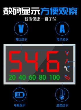 天能锂电池电动车专用智能修复数显充电器48V2A20a60伏快充大功率