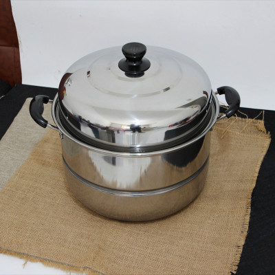 巨厚一体锅底不锈钢加厚双层加深超大蒸锅蒸馒头蒸鱼多用26-40cm