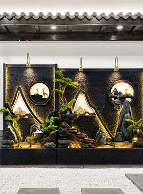 大型水幕墙流水墙屏风入口花园景观入口隔断办公室循环水鱼缸摆件