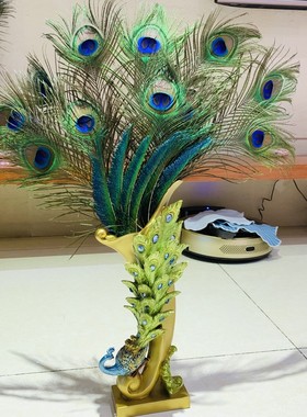 家居饰品摆件纯天然孔雀羽毛花瓶孔雀毛真羽毛孔雀翎尾婚庆装饰品