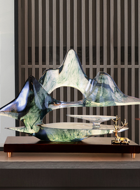 新中式摆件高端云山雾海假山客厅玄关酒柜电视柜办公室家居装饰品