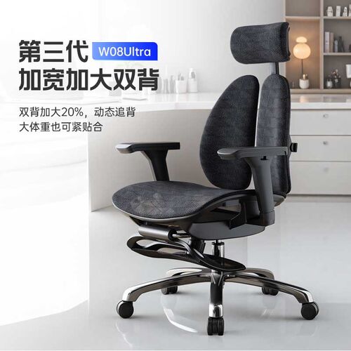 办公椅双背人体工学座椅舒适久坐家用网椅透气护腰家用卧室电脑椅
