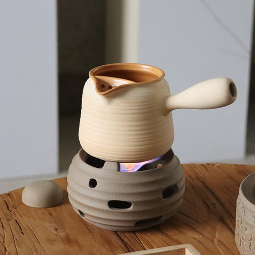 围炉煮茶罐罐茶煮茶壶可明火粗陶侧把壶酒精炉家用户外煮茶器套装