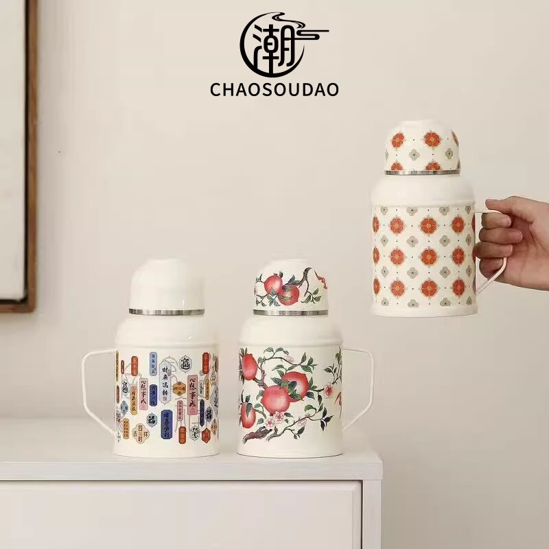 潮兽岛保温壶一原传家壶热水壶焖茶壶暖瓶壶316不锈钢机械保温杯