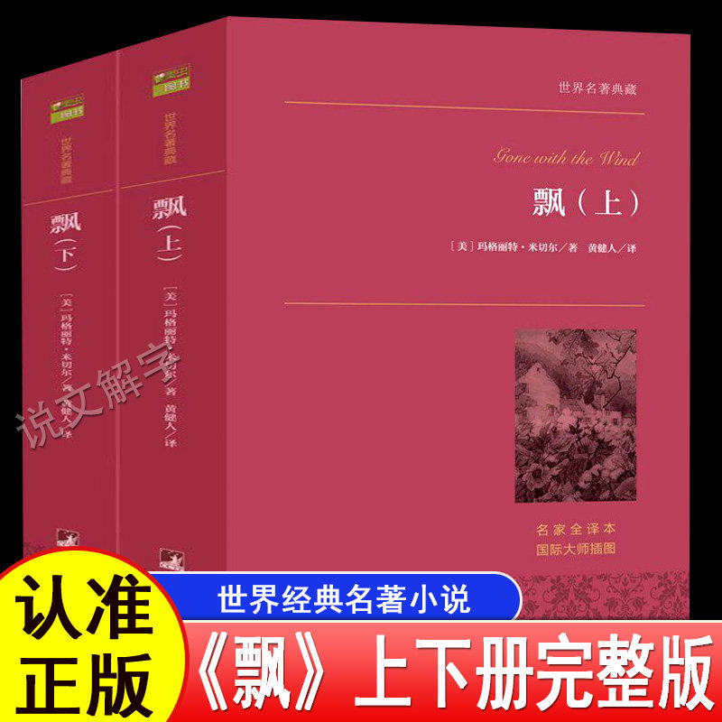 飘上下2册 米歇尔著中南大学教授黄健人译乱世佳人堂吉诃德简爱红与黑战争与和平海底两万里全译本完整版外国文学世界名著小说书籍