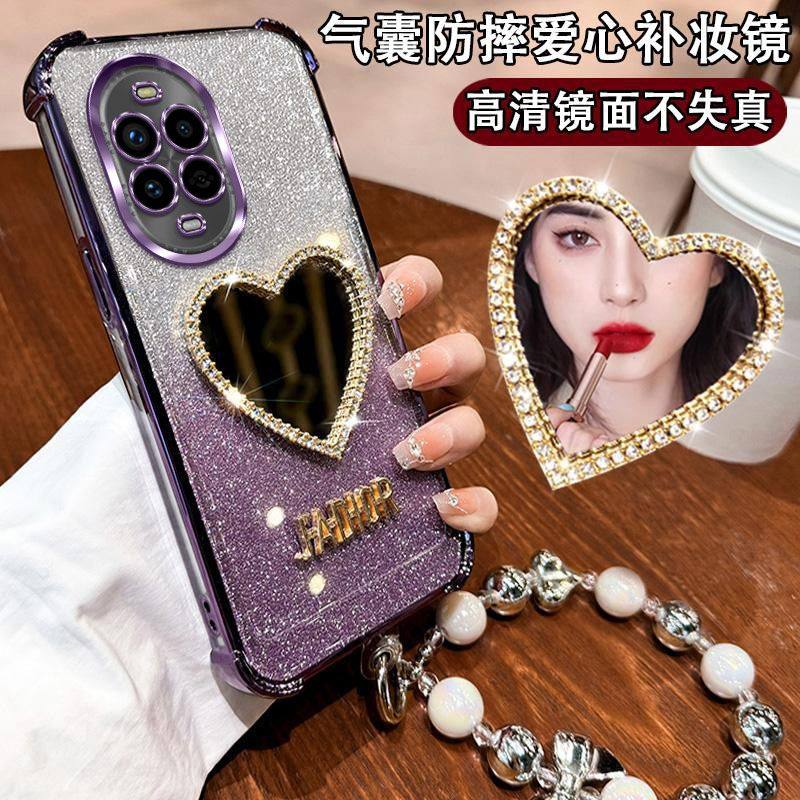 适用华为nova14活力版手机壳女潮款TYR-AL00四角气囊防摔全包5g镶钻爱心镜面huawei诺娃nove带镜头膜n0va高档