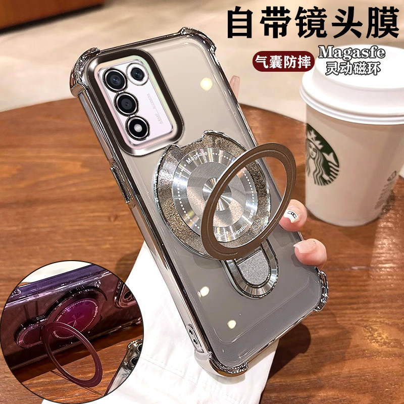 适用OPPOK10活力版手机壳PERM10镜头膜全包5G四角防摔气囊0pp0高档简约软壳男女oppk10舌力板ins个性磁吸支架