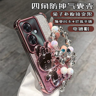 OPPOReno11F手机壳CPH2603创意防摔四角气囊ren011f保护硅胶套5G网红化妆镜支架0pp0全包镜头膜ins闪纸轻奢潮