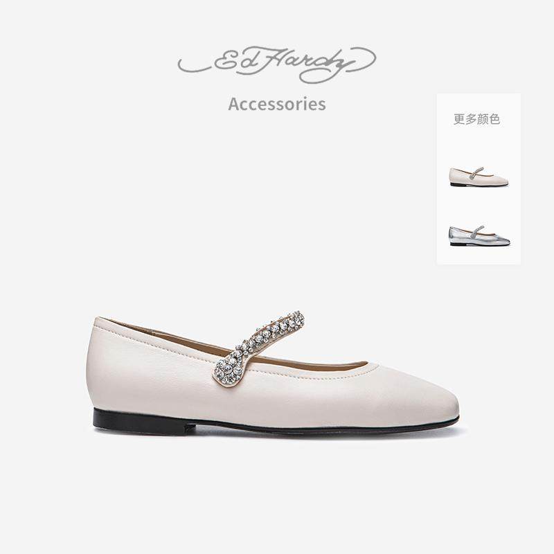Ed Hardy Acc埃德哈迪浅口单鞋女真皮一字带平底简约通勤百搭女鞋,女鞋,浅口单鞋,淘宝优惠券,粉丝福利购,淘宝优惠卷