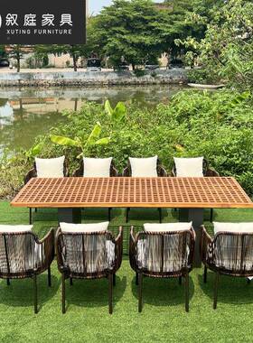 户简约区藤编椅子室外别墅木庭院景实茶桌22-7-30-外防水防晒桌椅
