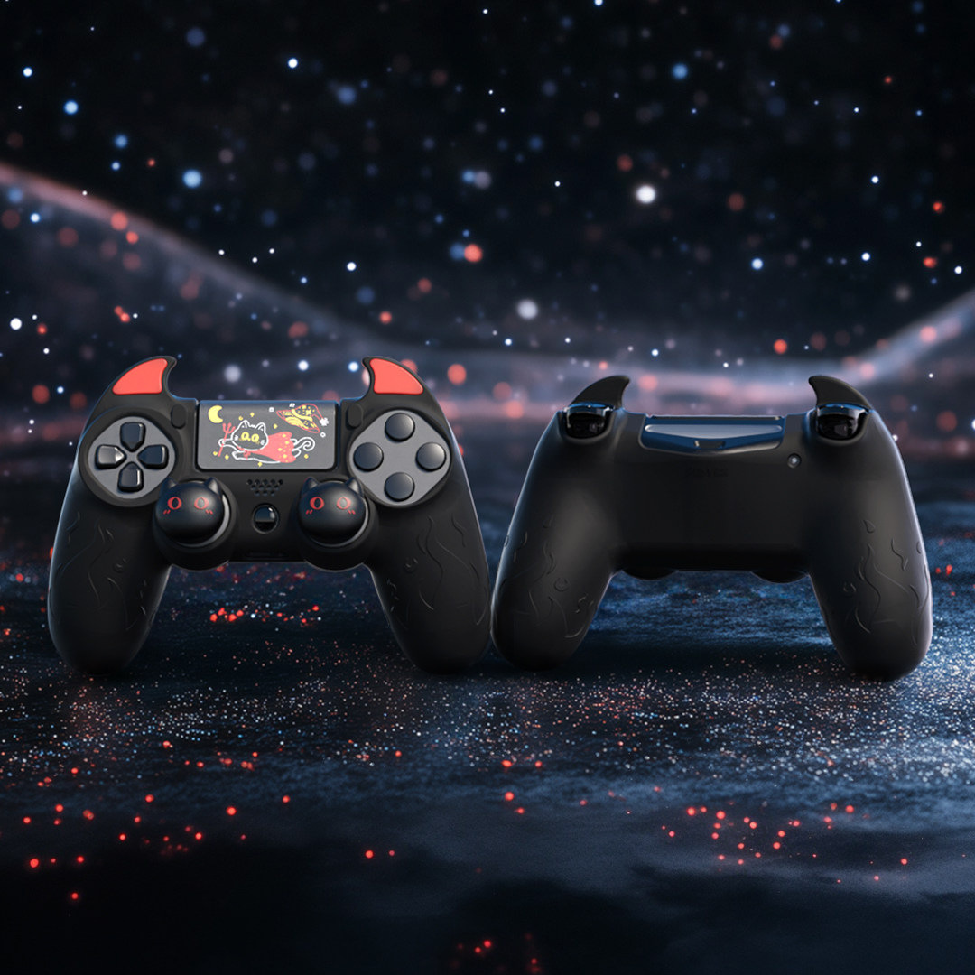 PlayVital派唯酱适用于PS4游戏手柄保护套恶魔款保护套软硅胶防滑