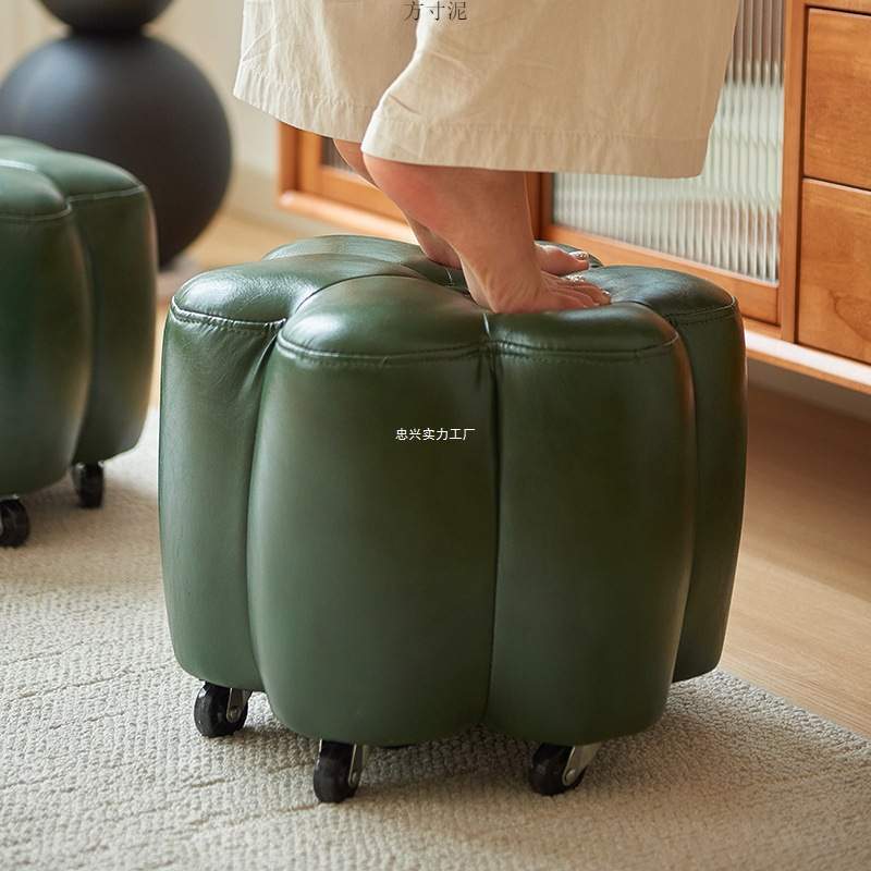 客厅坐墩凳子轻奢感网红小矮凳带轮移动凳子万向轮小板凳代发