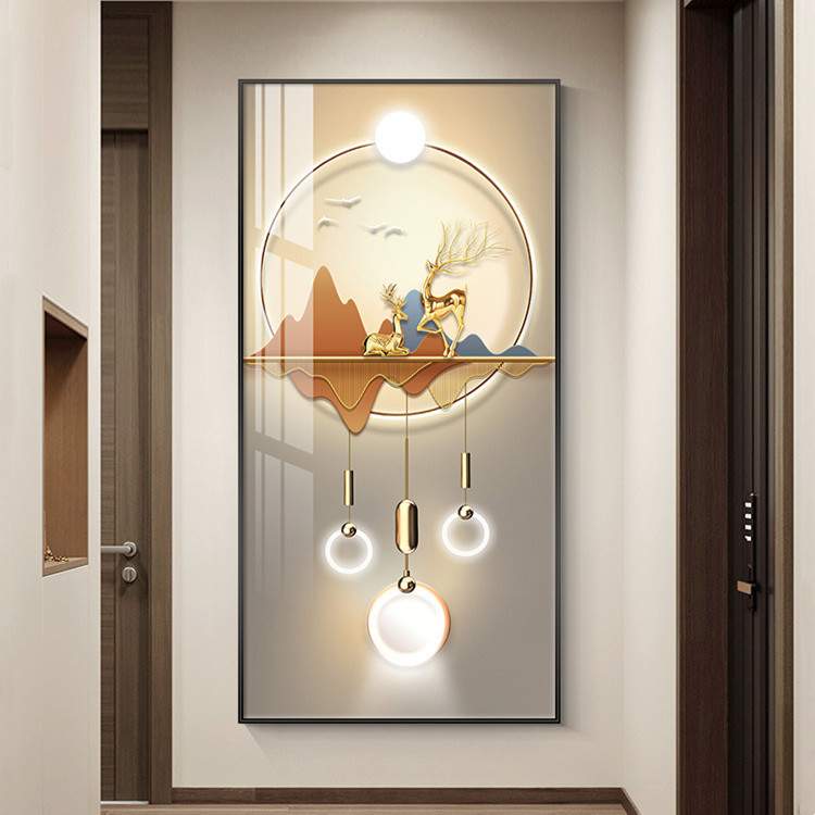 轻奢玄关装饰画现代简约入户门客厅走廊过道挂画抽象大气竖版壁画