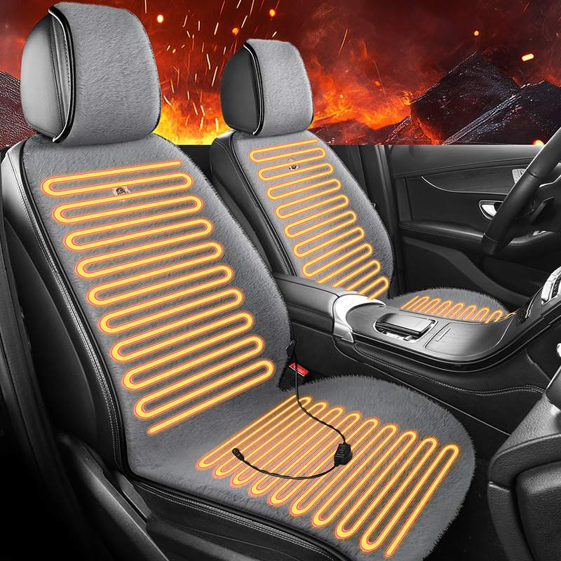 经典款简约加厚貂绒汽车坐垫12v24v多档调节速热车载保暖加热毯