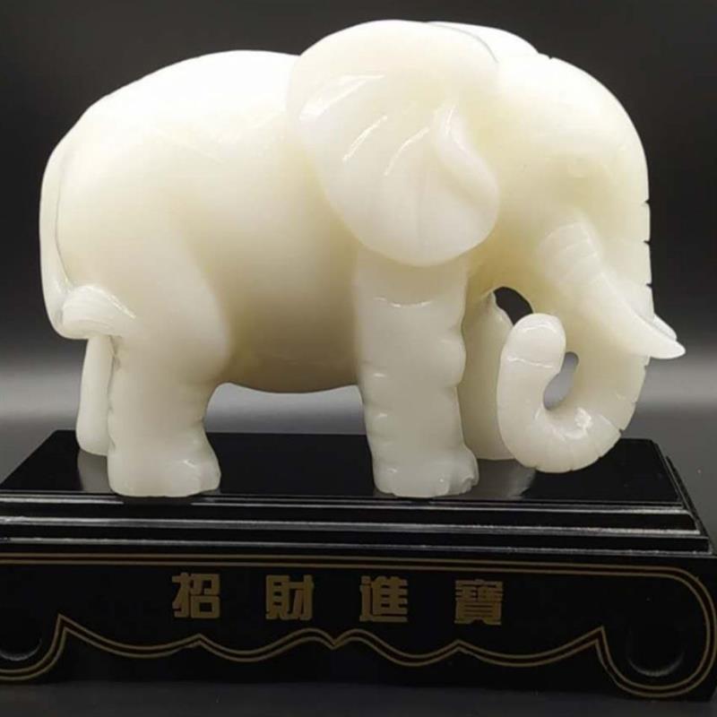 天然阿富汗白玉大象摆件吉祥如意象摆饰玉石大象客厅家装玄关摆设