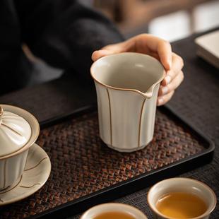 汝窑公道杯家用陶瓷分茶器高档功夫茶海会客倒茶器皿单个茶具配件