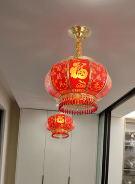 全铜灯笼大红色乔迁户外防水太阳能福字别墅大门口阳台闽南天公吊