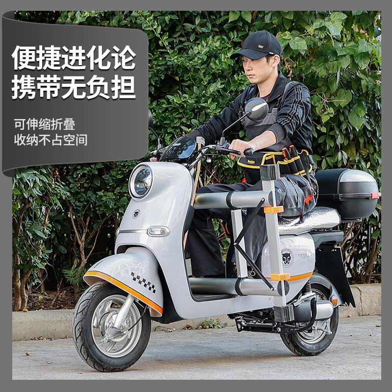 加厚铝合金伸缩梯 工程用防滑人字梯 家用折叠双面梯子 最高承重1